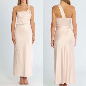 SIGNIFICANT OTHER NWT Macy Draped One Shoulder Satin Dress in Blush Pink SIZE 4